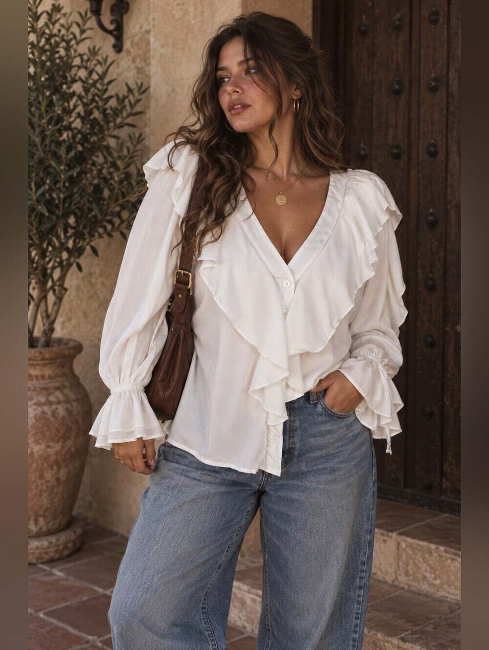 White Ruffle Blouse Size S Romantic Victorian Cottagecore Piratecore Shirt